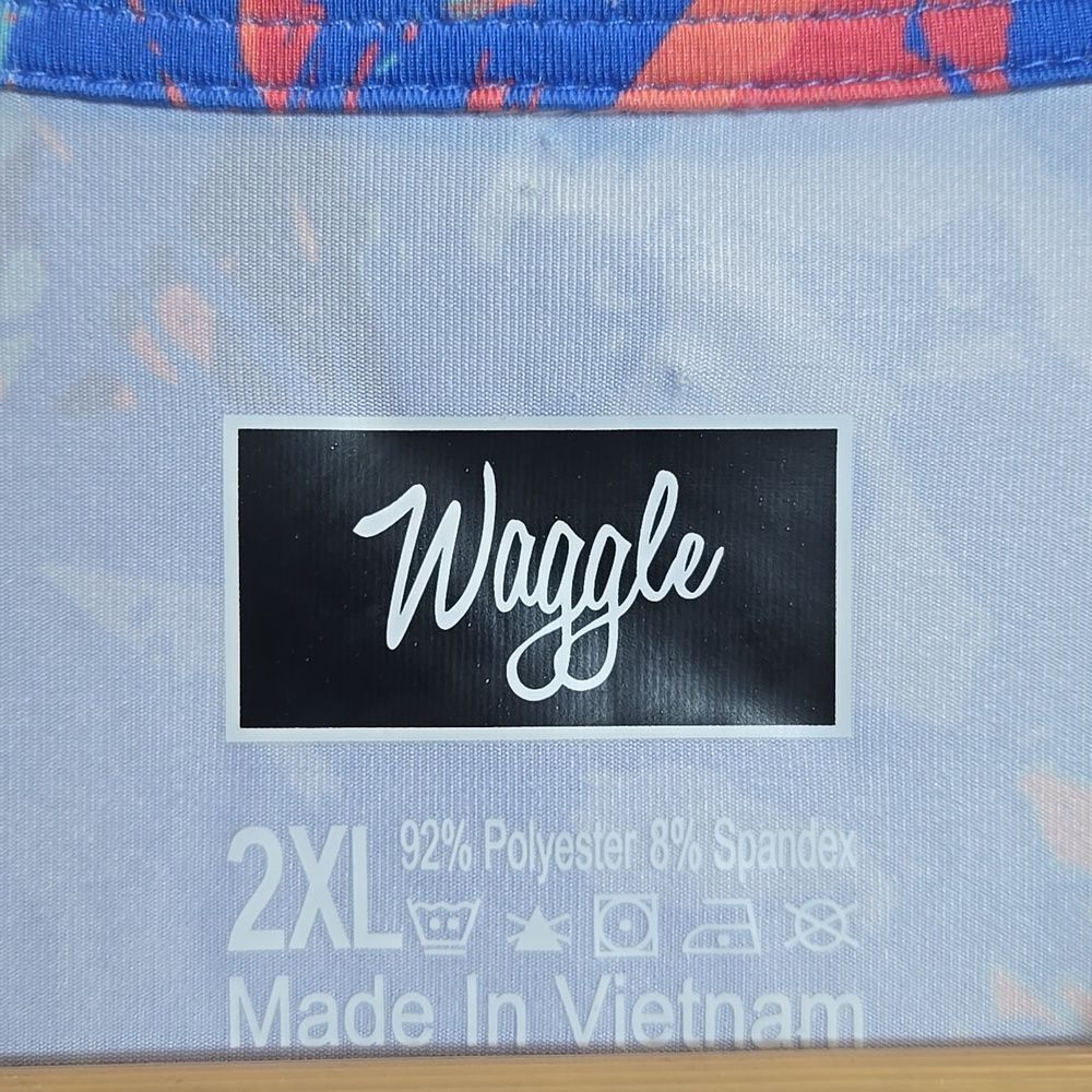 Waggle Men's Clubhouse King Golf Polo Shirt 2XL Lion Tropical Print Short Sleeve - Picture 4 of 10